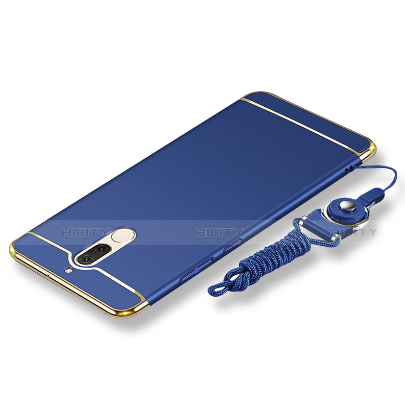 Custodia Lusso Metallo Laterale e Plastica Cover con Cordoncino per Huawei G10 Blu