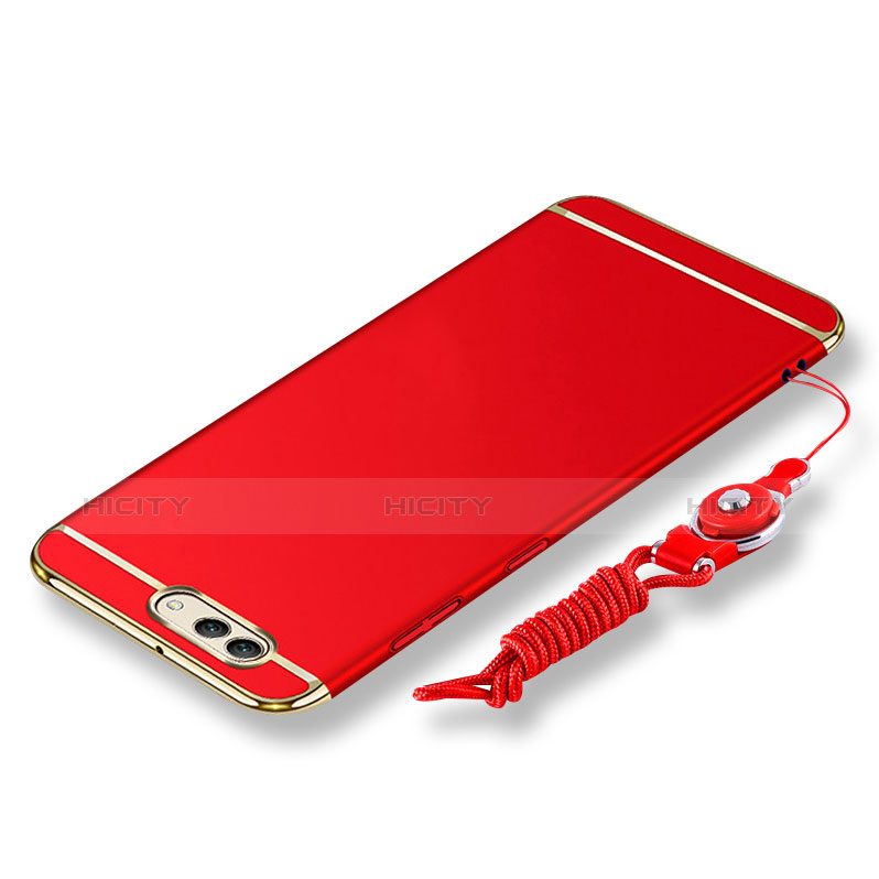 Custodia Lusso Metallo Laterale e Plastica Cover con Cordoncino per Huawei Nova 2S Rosso