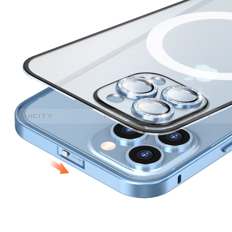 Custodia Lusso Metallo Laterale e Plastica Cover con Mag-Safe Magnetic Bling-Bling LF1 per Apple iPhone 13 Pro Max