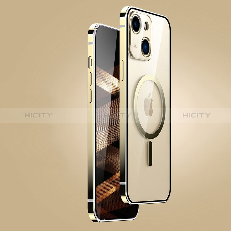 Custodia Lusso Metallo Laterale e Plastica Cover con Mag-Safe Magnetic JB1 per Apple iPhone 15 Oro