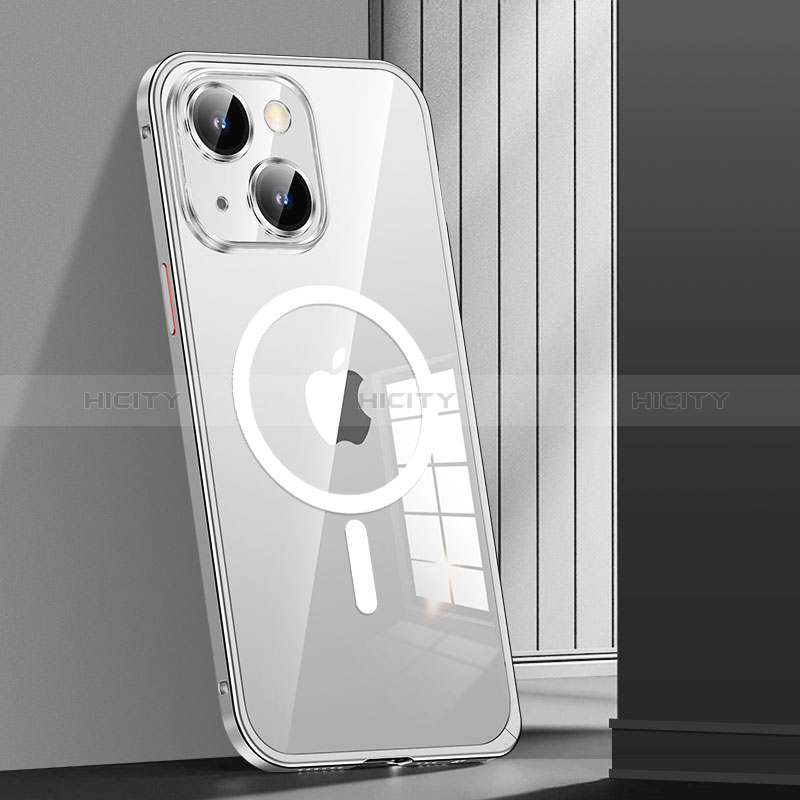 Custodia Lusso Metallo Laterale e Plastica Cover con Mag-Safe Magnetic JL1 per Apple iPhone 15 Plus