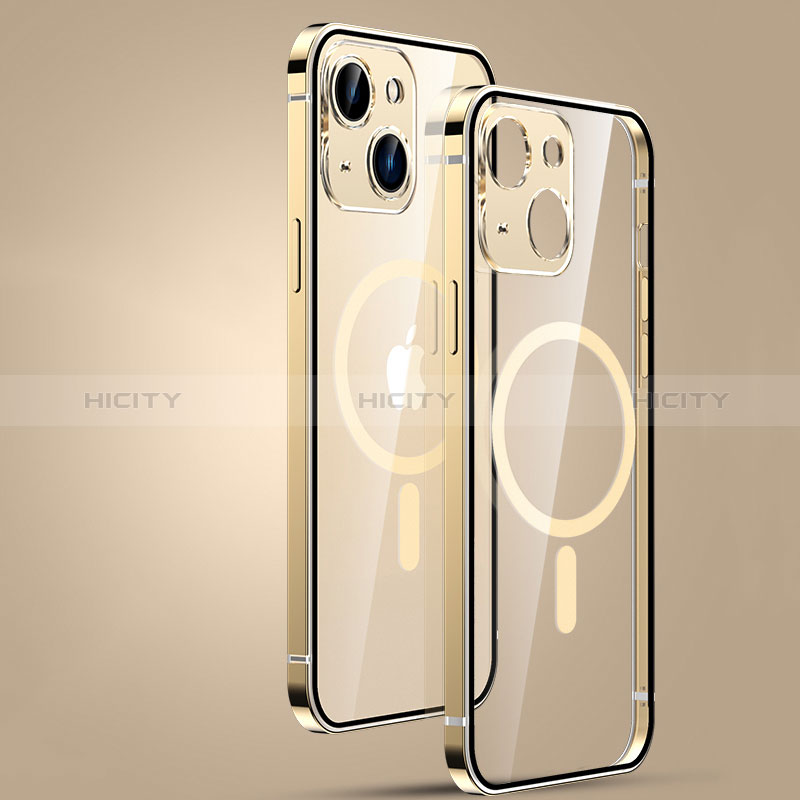 Custodia Lusso Metallo Laterale e Plastica Cover con Mag-Safe Magnetic JL3 per Apple iPhone 13 Oro