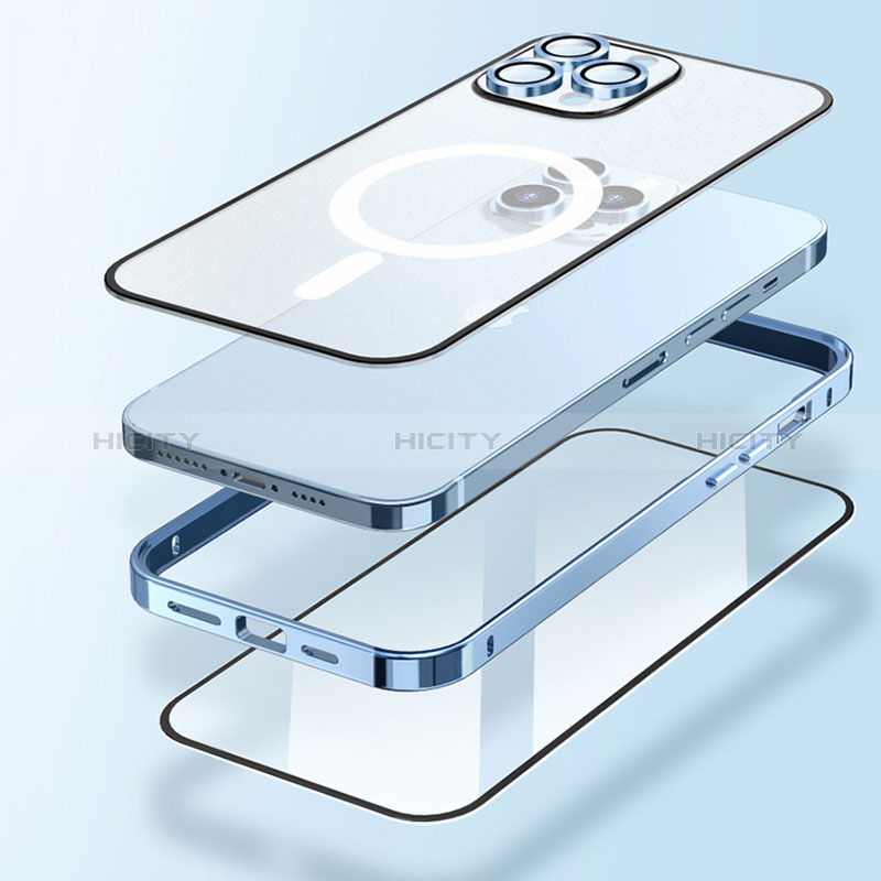 Custodia Lusso Metallo Laterale e Plastica Cover con Mag-Safe Magnetic LF1 per Apple iPhone 13 Pro