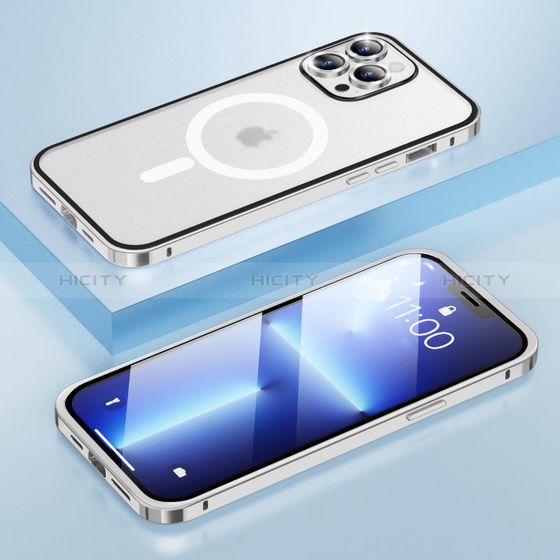 Custodia Lusso Metallo Laterale e Plastica Cover con Mag-Safe Magnetic LF1 per Apple iPhone 13 Pro