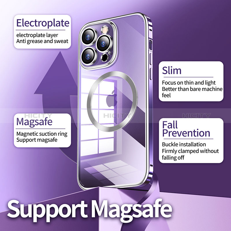 Custodia Lusso Metallo Laterale e Plastica Cover con Mag-Safe Magnetic LF3 per Apple iPhone 14 Pro