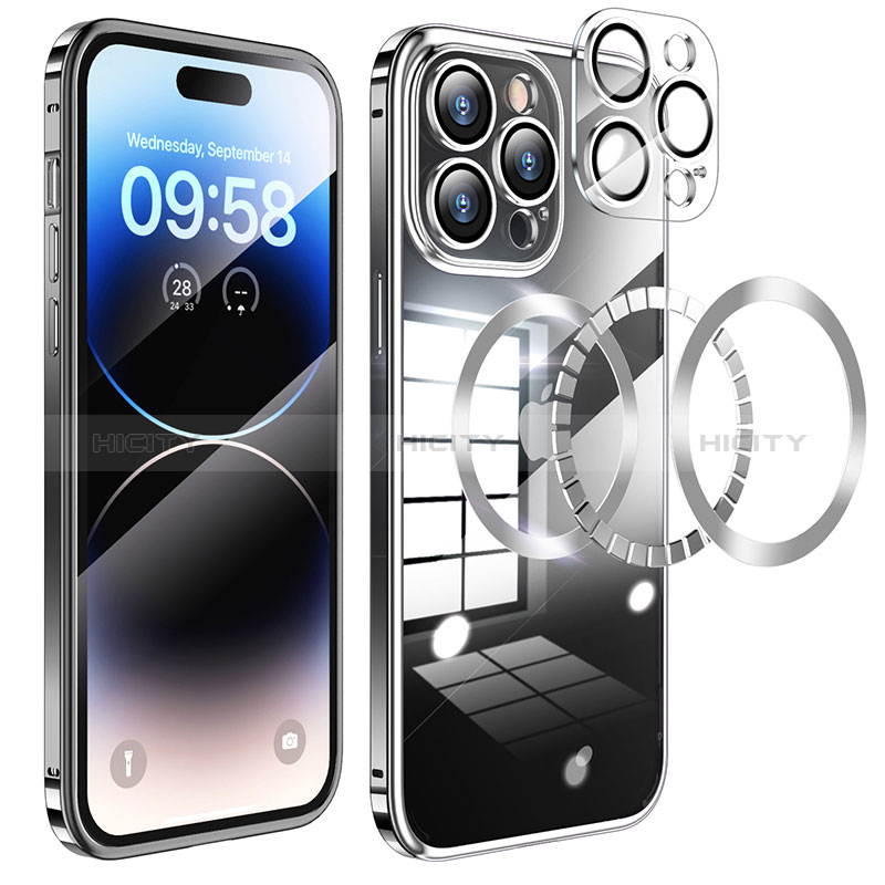 Custodia Lusso Metallo Laterale e Plastica Cover con Mag-Safe Magnetic LF3 per Apple iPhone 15 Pro