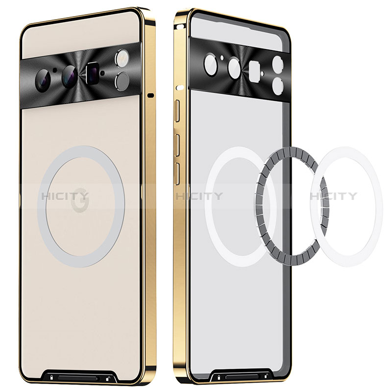 Custodia Lusso Metallo Laterale e Plastica Cover con Mag-Safe Magnetic LK2 per Google Pixel 8 Pro 5G Oro