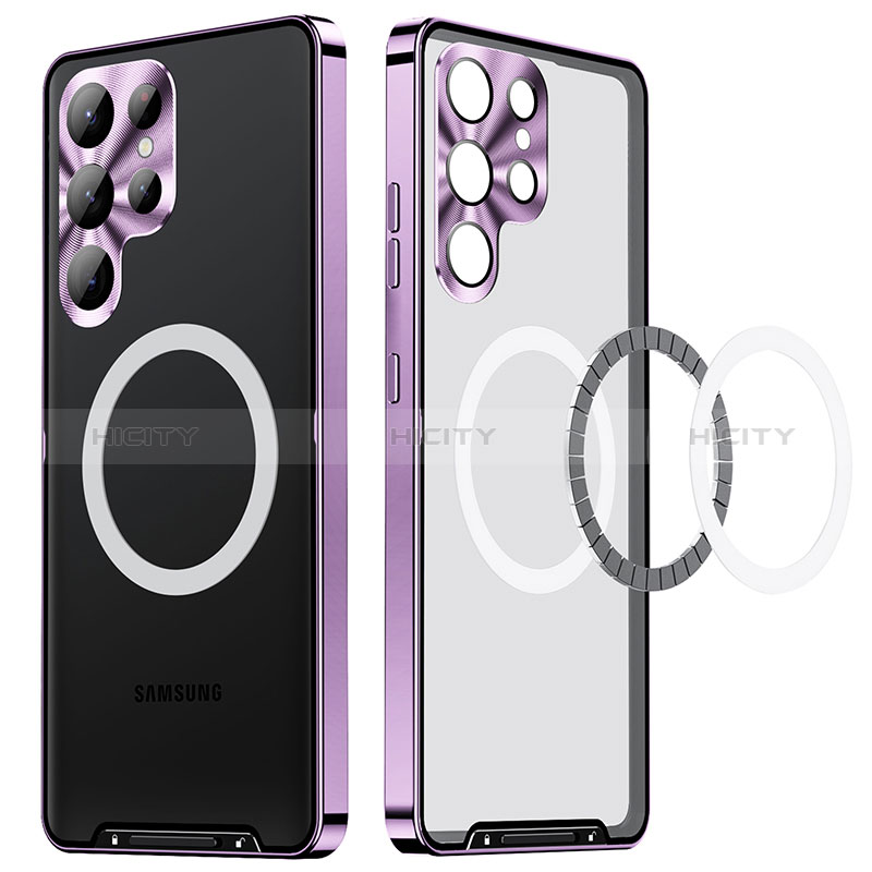 Custodia Lusso Metallo Laterale e Plastica Cover con Mag-Safe Magnetic LK2 per Samsung Galaxy S25 Ultra 5G Viola