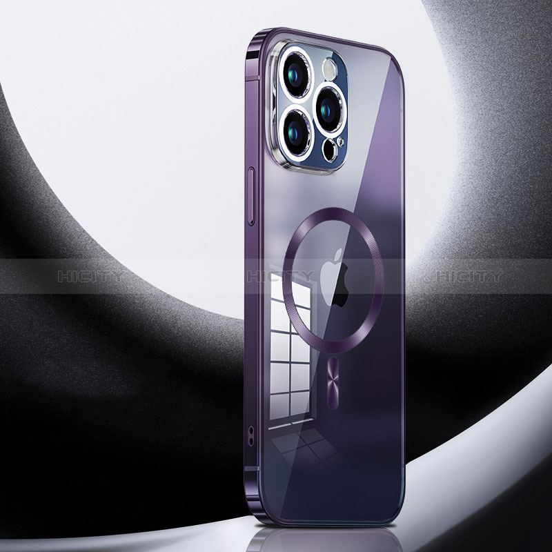 Custodia Lusso Metallo Laterale e Plastica Cover con Mag-Safe Magnetic LK3 per Apple iPhone 13 Pro Max Viola