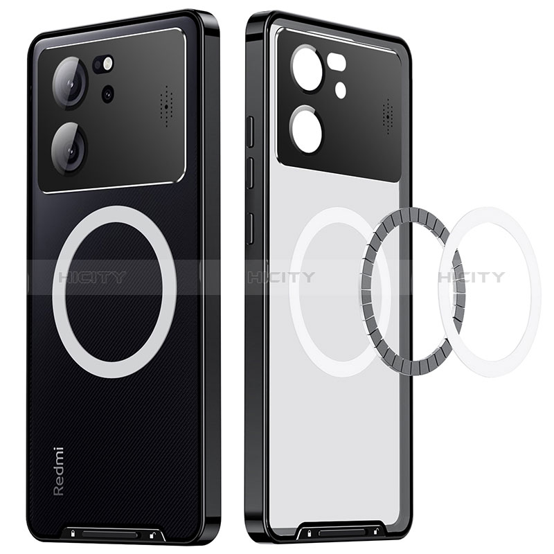 Custodia Lusso Metallo Laterale e Plastica Cover con Mag-Safe Magnetic LK3 per Xiaomi Mi 13T 5G Nero