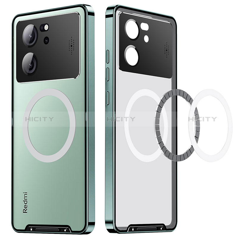 Custodia Lusso Metallo Laterale e Plastica Cover con Mag-Safe Magnetic LK3 per Xiaomi Mi 13T 5G Verde