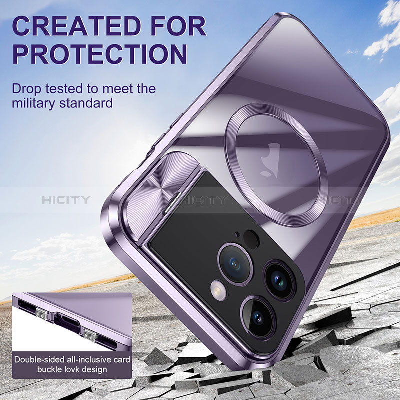 Custodia Lusso Metallo Laterale e Plastica Cover con Mag-Safe Magnetic LK4 per Apple iPhone 13 Pro Max