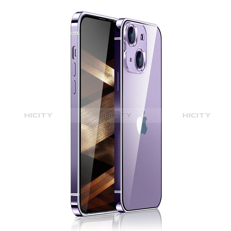 Custodia Lusso Metallo Laterale e Plastica Cover JB1 per Apple iPhone 15 Plus Viola