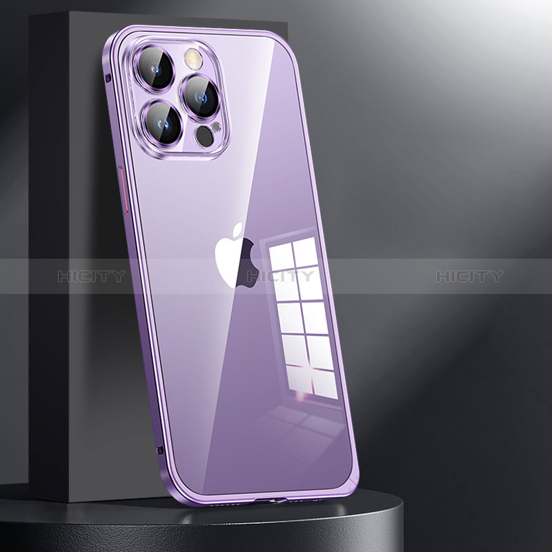 Custodia Lusso Metallo Laterale e Plastica Cover JL1 per Apple iPhone 13 Pro Max Viola