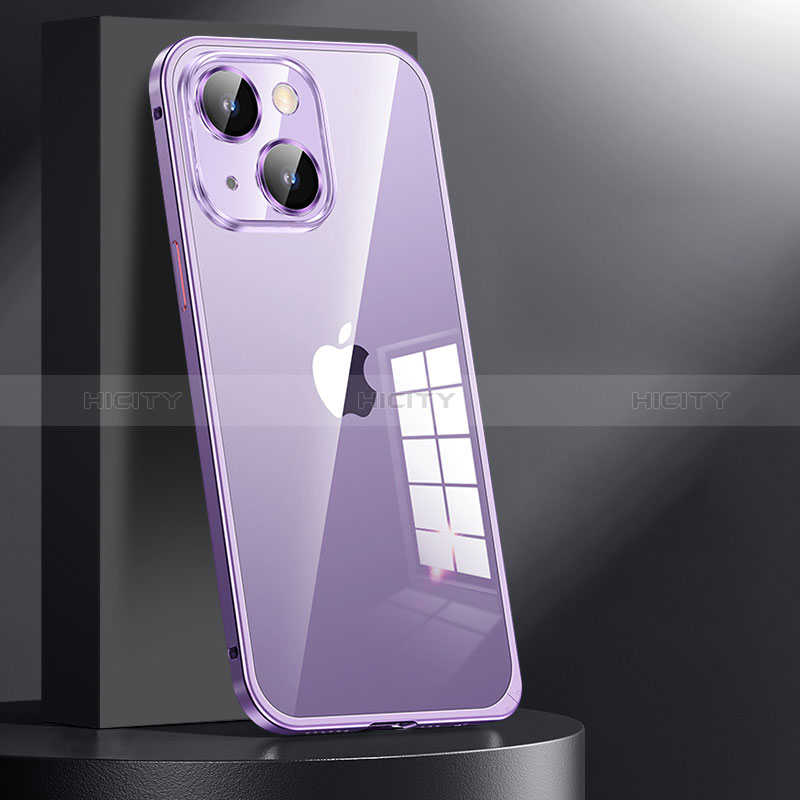 Custodia Lusso Metallo Laterale e Plastica Cover JL1 per Apple iPhone 14 Viola