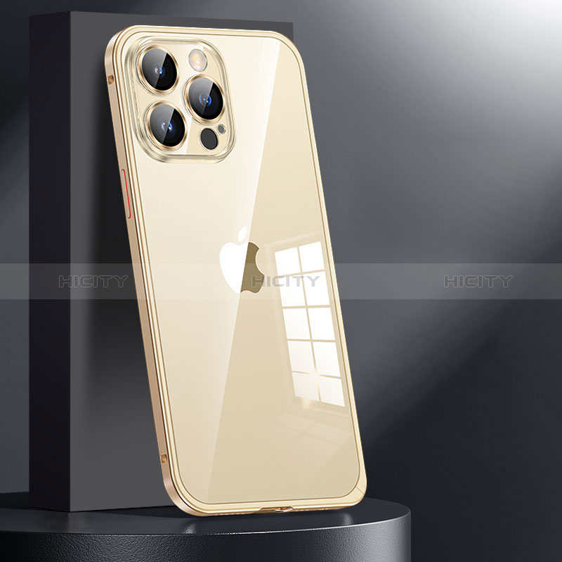 Custodia Lusso Metallo Laterale e Plastica Cover JL1 per Apple iPhone 15 Pro Oro