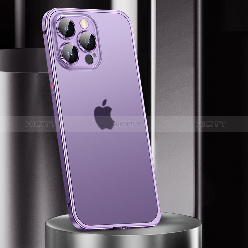 Custodia Lusso Metallo Laterale e Plastica Cover JL2 per Apple iPhone 14 Pro Max Viola