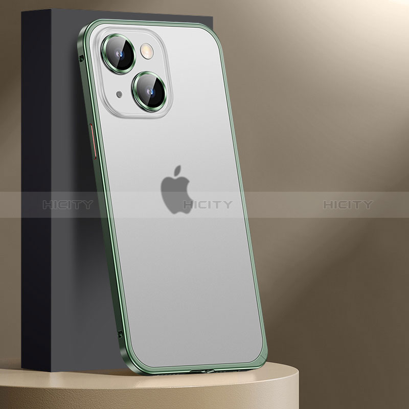 Custodia Lusso Metallo Laterale e Plastica Cover JL2 per Apple iPhone 14 Verde