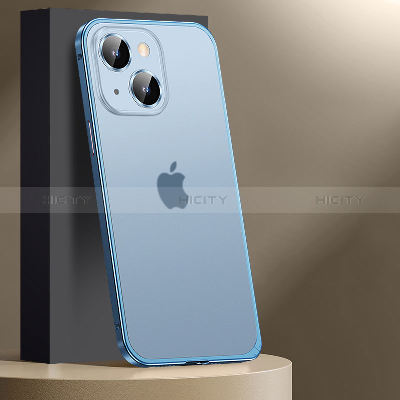 Custodia Lusso Metallo Laterale e Plastica Cover JL2 per Apple iPhone 15 Blu