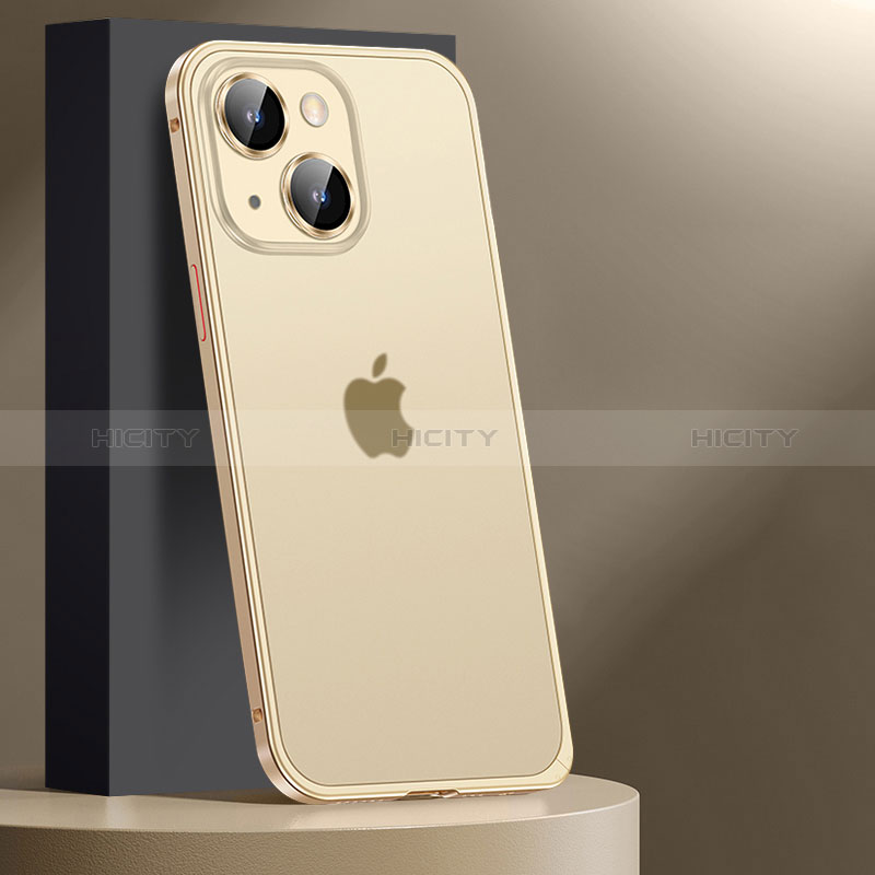 Custodia Lusso Metallo Laterale e Plastica Cover JL2 per Apple iPhone 15 Plus Oro