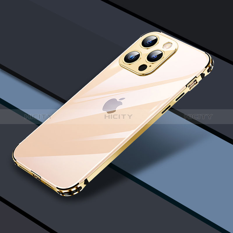 Custodia Lusso Metallo Laterale e Plastica Cover JL4 per Apple iPhone 13 Pro Oro