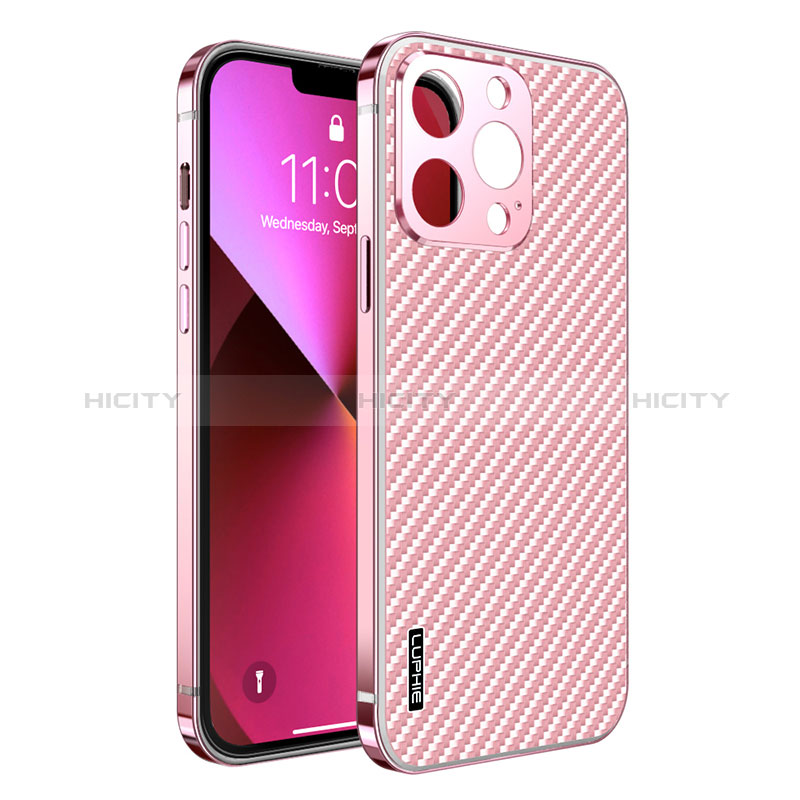 Custodia Lusso Metallo Laterale e Plastica Cover LF6 per Apple iPhone 13 Pro Oro Rosa