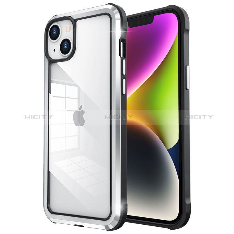 Custodia Lusso Metallo Laterale e Plastica Cover LF6 per Apple iPhone 14 Argento