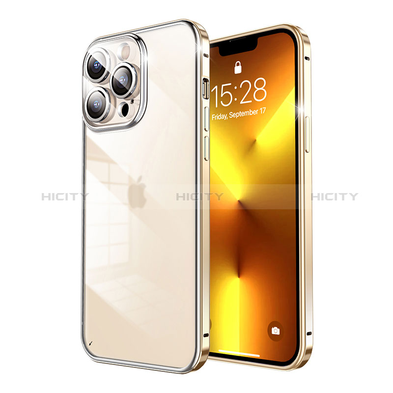 Custodia Lusso Metallo Laterale e Plastica Cover LF7 per Apple iPhone 13 Pro Oro