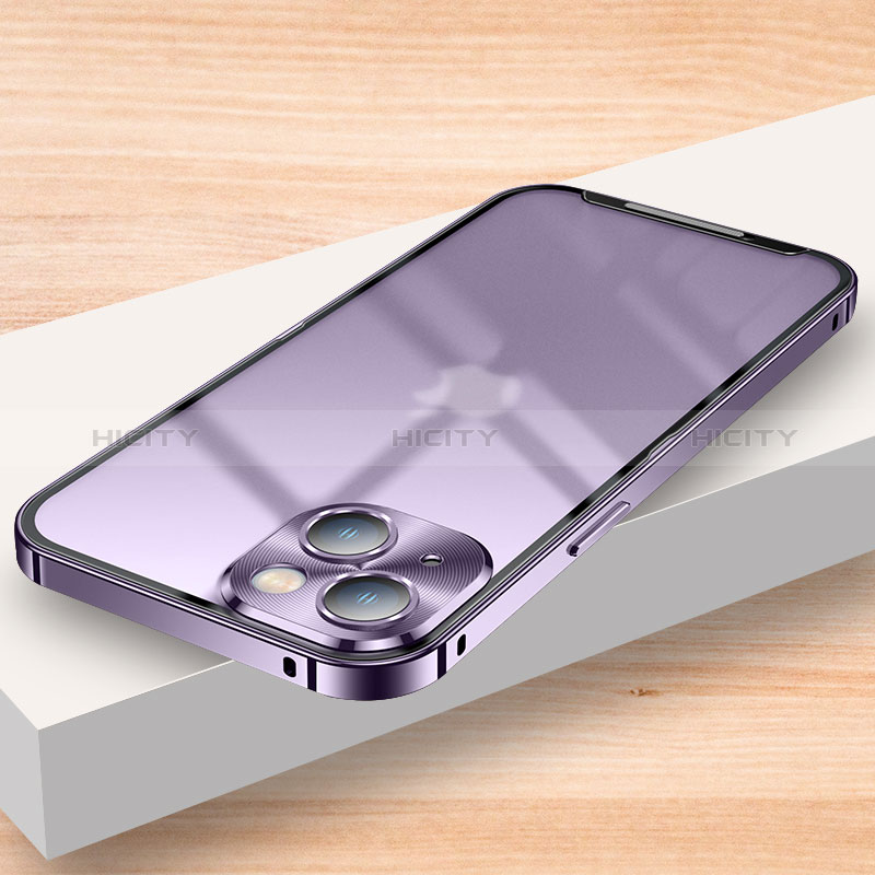 Custodia Lusso Metallo Laterale e Plastica Cover LK2 per Apple iPhone 14 Viola