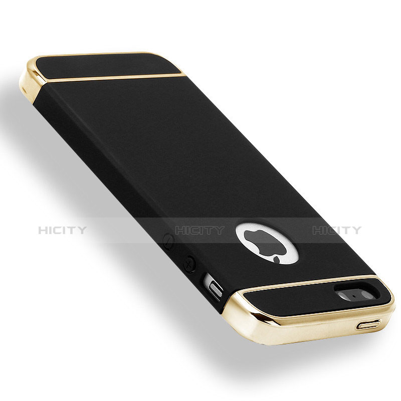 Custodia Lusso Metallo Laterale e Plastica Cover M01 per Apple iPhone 5S Nero