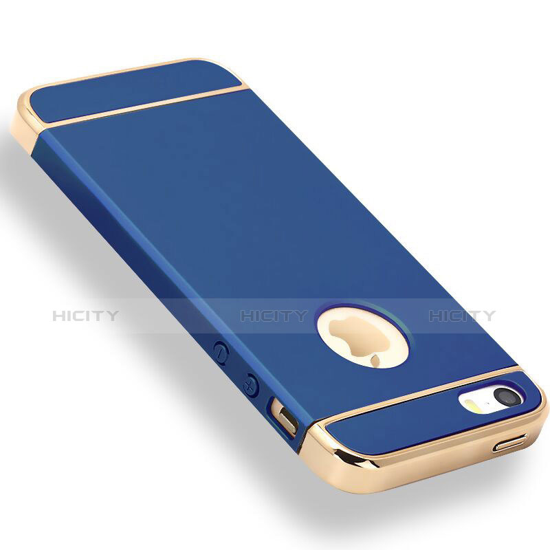 Custodia Lusso Metallo Laterale e Plastica Cover M01 per Apple iPhone SE Blu