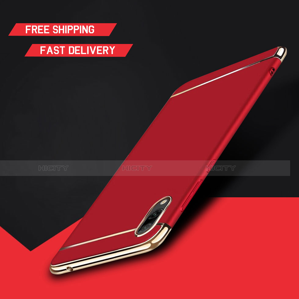 Custodia Lusso Metallo Laterale e Plastica Cover M01 per Huawei Y7 (2019) Rosso