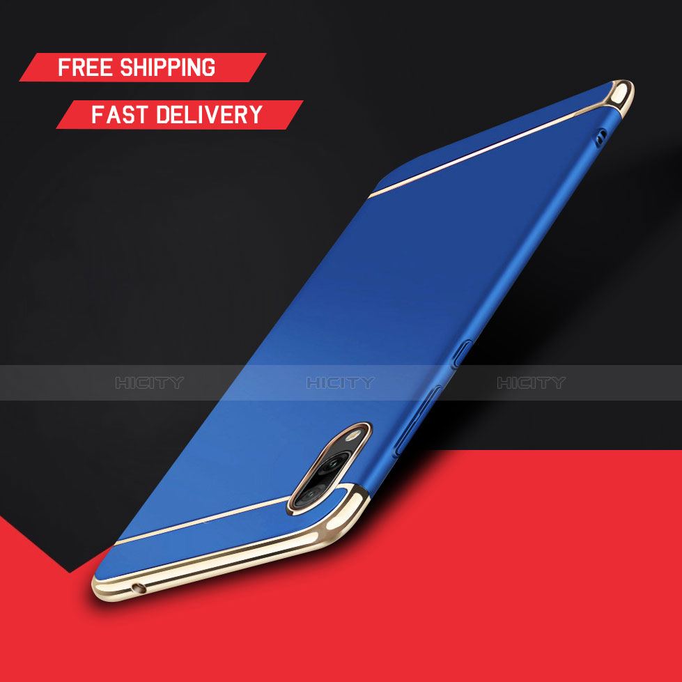 Custodia Lusso Metallo Laterale e Plastica Cover M01 per Huawei Y7 Pro (2019) Blu