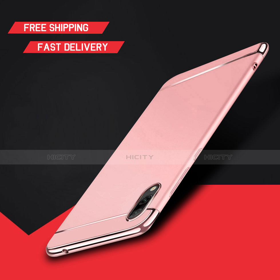 Custodia Lusso Metallo Laterale e Plastica Cover M01 per Huawei Y7 Pro (2019) Oro Rosa