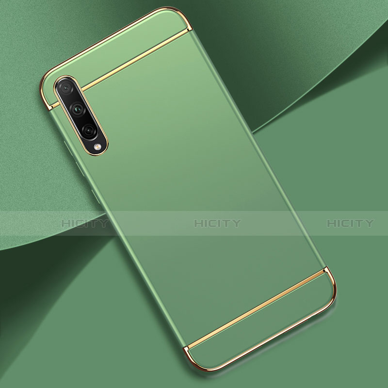 Custodia Lusso Metallo Laterale e Plastica Cover M01 per Huawei Y8p Ciano