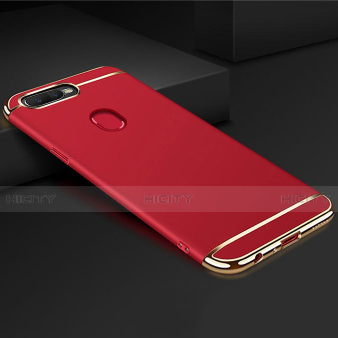 Custodia Lusso Metallo Laterale e Plastica Cover M01 per Oppo A7 Rosso