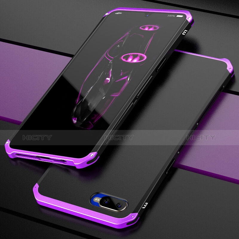 Custodia Lusso Metallo Laterale e Plastica Cover M01 per Oppo K1 Viola