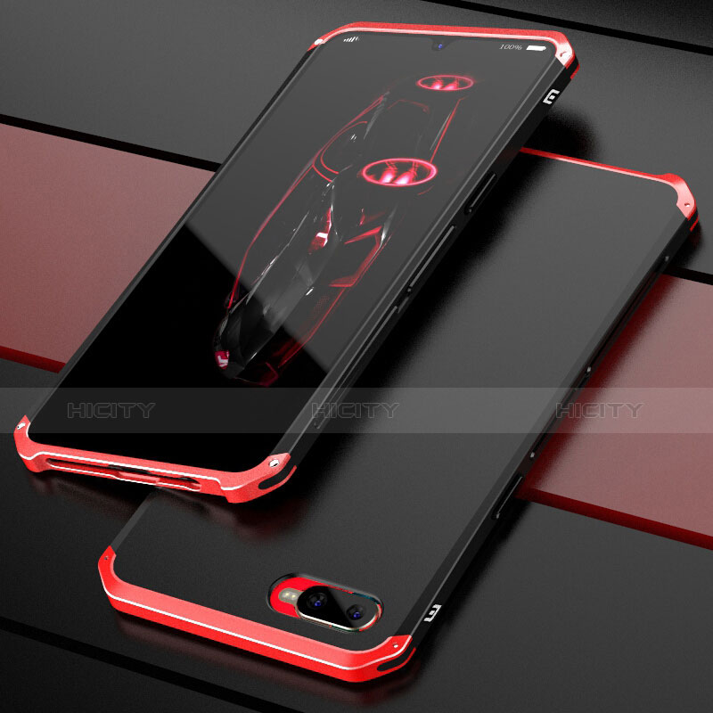 Custodia Lusso Metallo Laterale e Plastica Cover M01 per Oppo R17 Neo Rosso e Nero