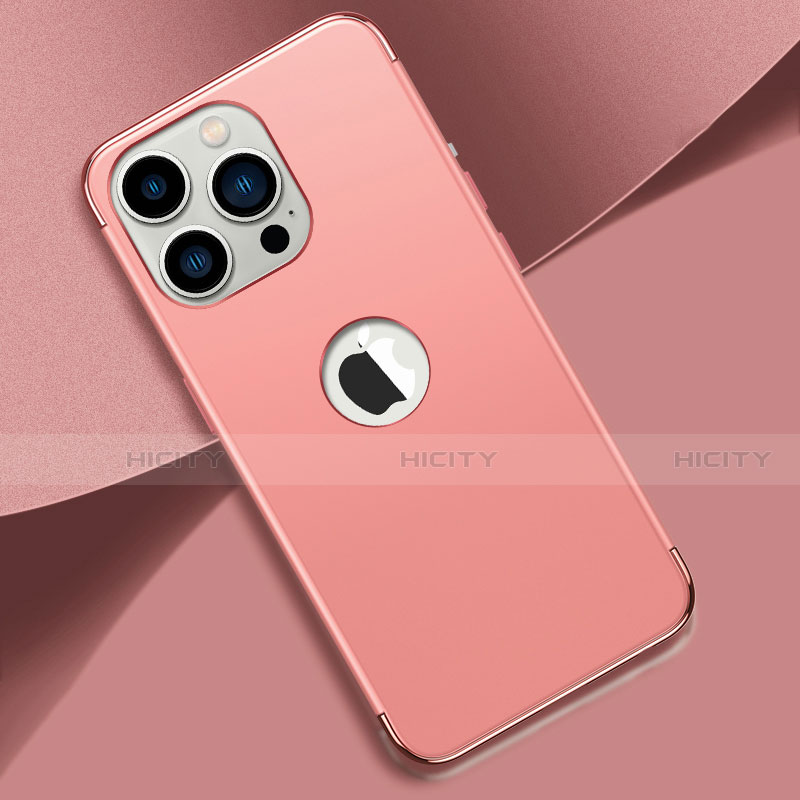 Custodia Lusso Metallo Laterale e Plastica Cover M02 per Apple iPhone 13 Pro Max Oro Rosa