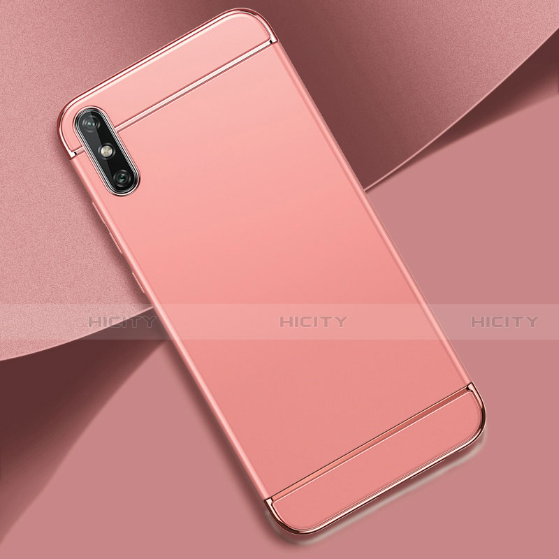 Custodia Lusso Metallo Laterale e Plastica Cover M02 per Huawei Enjoy 10e Oro Rosa