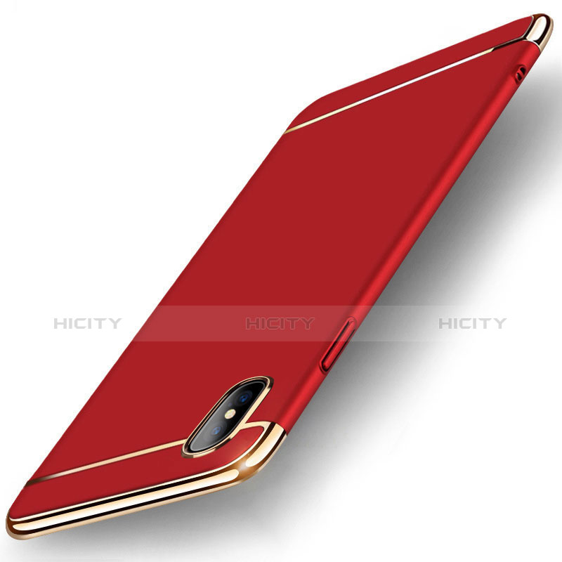 Custodia Lusso Metallo Laterale e Plastica Cover M05 per Apple iPhone X Rosso