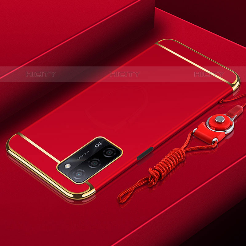 Custodia Lusso Metallo Laterale e Plastica Cover P01 per Oppo A53s 5G Rosso