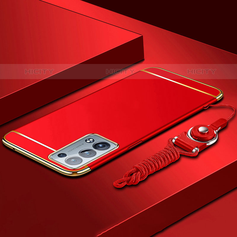 Custodia Lusso Metallo Laterale e Plastica Cover per Oppo Reno6 Pro 5G Rosso