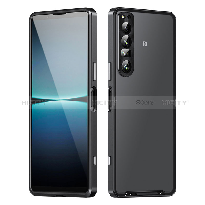 Custodia Lusso Metallo Laterale e Plastica Cover per Sony Xperia 1 IV SO-51C Nero