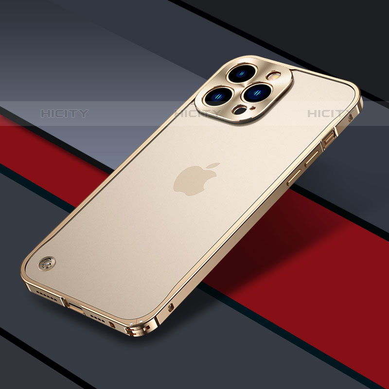 Custodia Lusso Metallo Laterale e Plastica Cover QC1 per Apple iPhone 15 Pro Oro