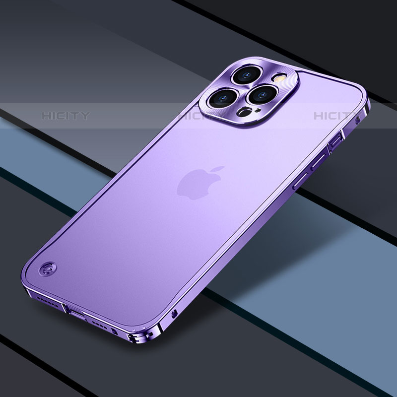 Custodia Lusso Metallo Laterale e Plastica Cover QC1 per Apple iPhone 15 Pro Viola