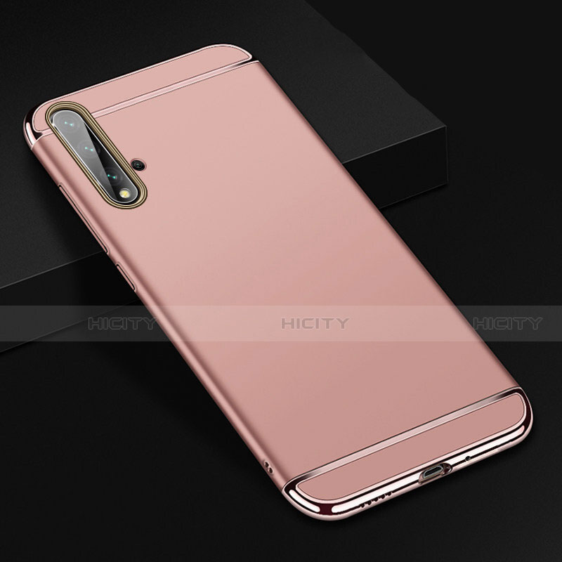 Custodia Lusso Metallo Laterale e Plastica Cover T01 per Huawei Nova 5 Oro Rosa