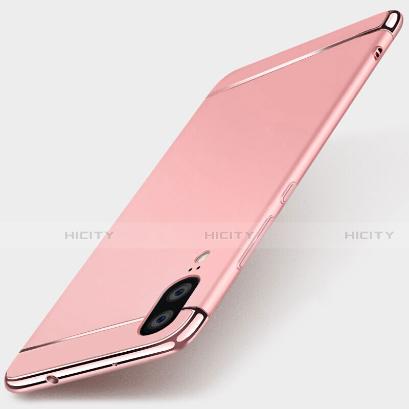 Custodia Lusso Metallo Laterale e Plastica Cover T01 per Huawei P20 Oro Rosa