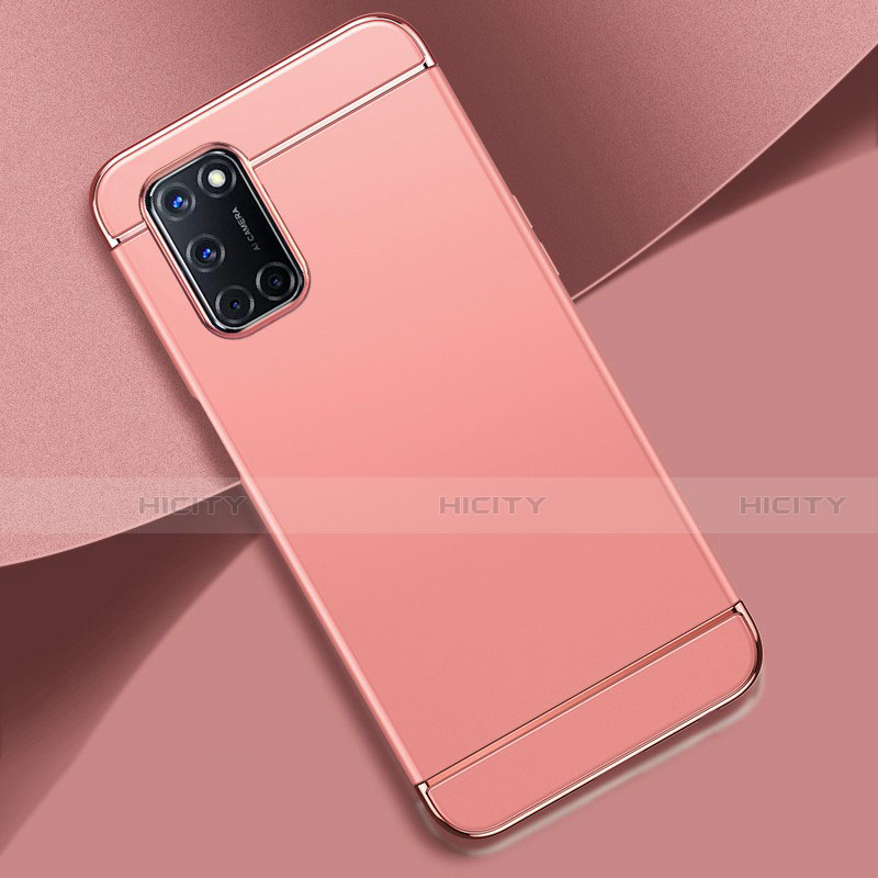 Custodia Lusso Metallo Laterale e Plastica Cover T01 per Oppo A52 Oro Rosa