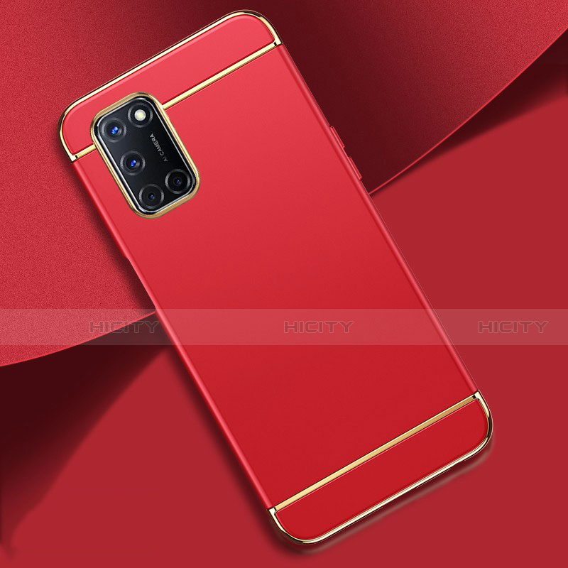 Custodia Lusso Metallo Laterale e Plastica Cover T01 per Oppo A92 Rosso